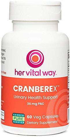 her vital way Cranberex - Cranberry Pills for Women and Men - Cranberry Supplement with 36mg PAC - Cranberry Extract Capsules for Urinary Tract Health and Kidney Care - 60 Veg Capsules