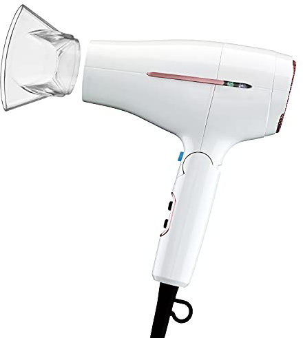 Conair Double Ceramic Travel Dryer with Concentrator & Folding Handle, 1875W Travel Blow Dryer with Smart Voltage Technology, Ionic Conditioning Fights Frizz, 3 Heat & 2 Speed Settings, White