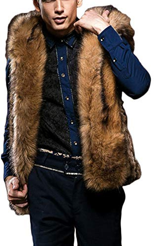 DianShaoA Gilet Senza Maniche da Uomo in Pelliccia Sintetica Body Warm Coat Gilets con Cappuccio Peloso Cardigan Come Immagine L