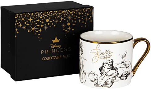 Disney Classic Belle Collectible Ceramic Mug in Gift Box with Gold Rim and Handle
