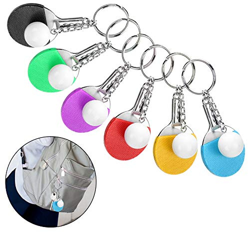 Bordtennis Nyckelringar Set, 6 st Mini Racket och Boll Design, Dekorativa Hängsmycken för Sportfans, Karnevalspriser