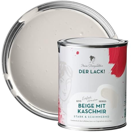 MissPompadour seidenmatte Holzfarbe Innen & Außen 1L Beige mit Kaschmir, Möbelfarbe ohne Schleifen - Farbe für Holz, Metall, Kunststoff - Holzlack, Möbellack schnelltrocknend mit hoher Deckkraft