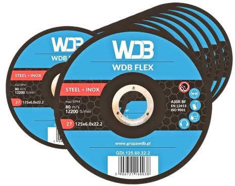 WDB - Schruppscheibe - Schleifscheiben Grob Reinigungsscheiben für Stahl INOX - Schleifscheiben Körnung 30 Härtegrad R - Flex Schleifblatt Schleifpapier für Stahl 125mm x 6 mm - 20 Stück