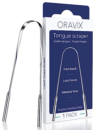 Pulisci lingua in acciaio inox | Raschietto lingua | Contro l’alito cattivo e per una corretta pulizia della lingua | Spazzolino per lingua | ORAVIX