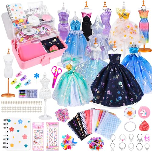 Ulikey Fashion Designer Enfant, 600+Pcs Fashion Design Kit Création de Mode Couture Enfants, Créatifs Activites Kit Couture avec Mannequin Couture Kits pour Cadeau Fille 6-12+Ans
