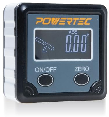 POWERTEC 71828 Table Saw Angle Gauge, Digital Angle Finder Protractor, Digital Level Box, 1 Pack, Digital Angle Gauge for Woodworking, Table Saw, Miter Saw