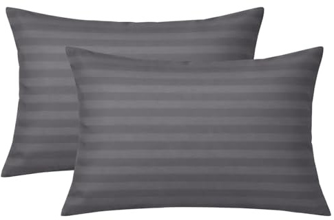 Moonlight Bedding Pillow cases 2 pack - Grey Stripe 50x75cm Luxury Pillowcase 100% Microfiber Hotel Quality Pillow Cover - Super Soft and Breathable Pillow Case