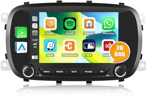2G + 64G CAMECHO Android 13 Bilradio för FIAT 500X 2014-2020 med Navi Carplay Android Bil 7 tum Bil Radio Touch display med Wi-Wo Fi Mirror Länk FM RDS Bluetooth