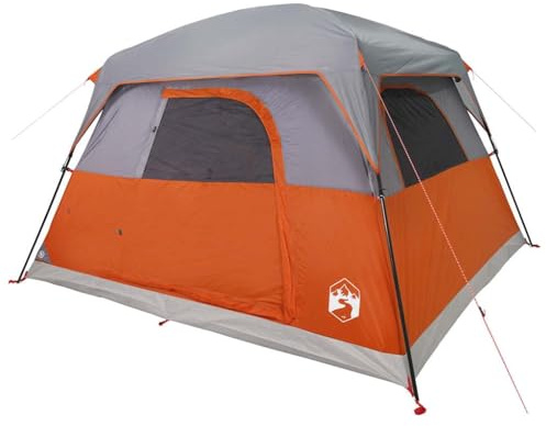 vidaXL Tienda de Campaña para 4 Personas Impermeable, Toldo Portátil de Senderismo, Refugio de Camping, Carpa de Exterior, Naranja