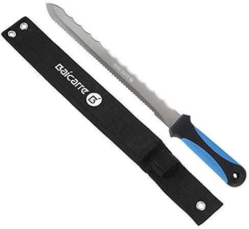 HALNKSZDDD Insulation Knife, Sod Cutter Knife, Stainless Steel 11 Double Side Utility Lawn Repair Garden Knife with Nylon Sheath for Cutting Mineral Wool