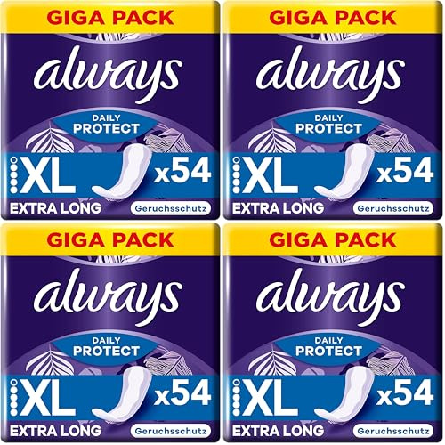 Always Daily Protect Lot de 216 protège-slips extra longs pour femme Parfum frais Convient à toutes les formes de slip Respirant et flexible