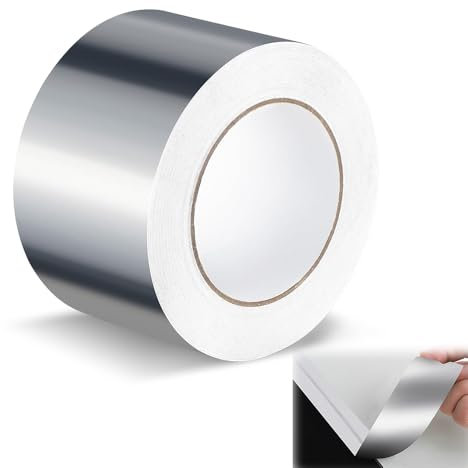 yotutun Cinta Adhesiva de Aluminio, 60mm x 50m Cinta Aluminio Adhesiva Impermeable y Resistente al Calor y altas temperaturas para Sellar Sistemas, conductos y Aire Acondicionado