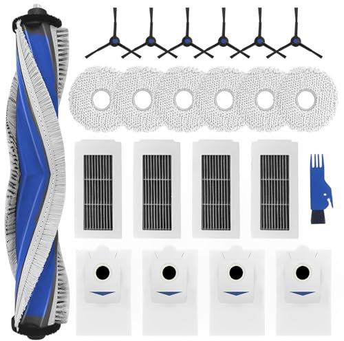SOBEAU Accessoires pour ECOVACS DEEBOT X5 Omni /X5 Pro, 1 Brosse Principale, 4 Filtres HEPA, 6 Brosses Latérales, 6 Chiffon, 4 Sacs à Poussière, Pièces de Rechange pour DEEBOT X5 Omni Aspirateur