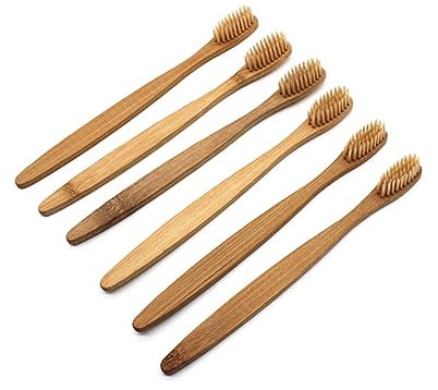 COLLBATH 8pièces Lot Brosses à Dents Bambou Écologiques à Poils Extra Doux Manche Ergonomique Naturel Nettoyage Portable Pour Adultes Et Voyages