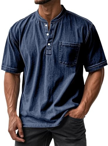 Camiseta de cuello redondo para hombre, camiseta básica con cuello redondo, corte regular, algodón, polo, manga corta, polo, transpirable, camiseta retro de golf, camiseta básica de verano