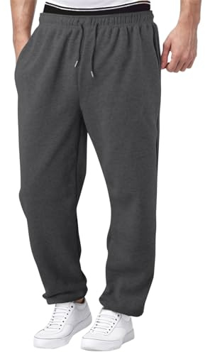 Pantalon De Jogging Homme Large Lin Léger Bas Survêtement Survetement Training ​décontracté Fermeture Eclair Sport Taille Élastique Coton