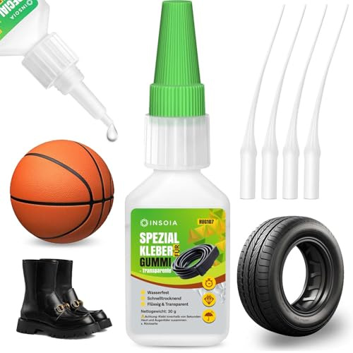 Gummikleber Extra Stark Wasserfest – 30g Set mit Sekundenkleber & Anti-Austrocknung – Super Spezial Kleber für Motorradgriff,Autoteile, Fahrradreifen,Stiefel – Kontaktkleber Transparent & Flexibel