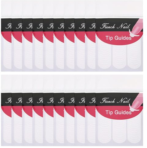 Reccisokz 20 Fogli French unghie, French nail stickers unghie stencil adesivi adesivi unghie, Strumenti per la manicure francese