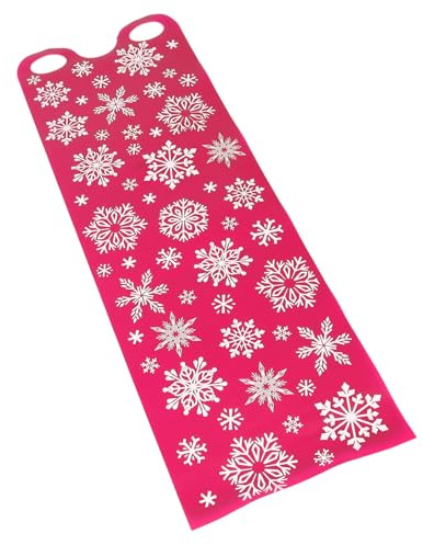 CLISPEED Tapis de Luge Enroulable 1370 X 460 Mm en Plastique Flexible Rose Neige, Luge Légère avec Poignées pour Adultes, Glisse sur Neige pour Jardin, Parc et Sports D’Hiver