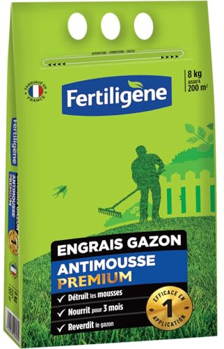Fertiligène Engrais gazon antimousse premium 200m2 8KG