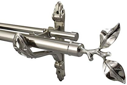 YHO Eyelet Metal Barocco Double Curtain Pole Rod Diameter 28mm 19mm Brushed Chrome (Tallinn, 3m)