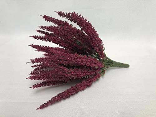 mucplants Kunstblume Erika Calluna Fuchsia auf Steckstab, künstliches Heidekraut, 28 cm, 24 Blütenstiele, Herbstblume
