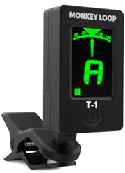 MONKEY LOOP FT-1 - Accordeur pour Guitare, Basse, ukulélé ou Violon - Accordeur chromatique avec écran LCD - Conception de Rotation de l'écran - Accordage Automatique avec Clip de Contact