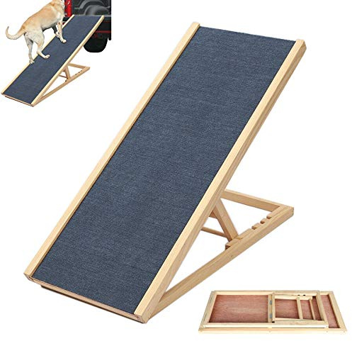 Folding Portable Dog Cat Stair Ramp 70 * 35cm * 30/40cm Adjustable Heights Pet Dog Puppy Ramp with Non-Slip Carpet Safety Pets Ladder for Indoor Outdoor, Disabled Dogs, Supports up to 80lbs