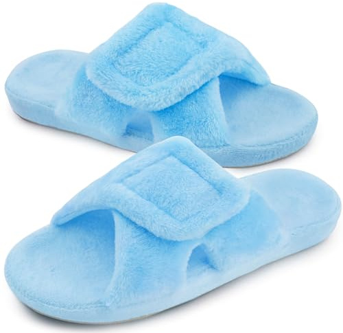 Git-up Zapatillas de Estar por Casa para Mujer Espuma de Memoria con Soporte del arco Gancho y bucle Diabético Amplio Punta abierta Zapatos de Casa Interior Exterior