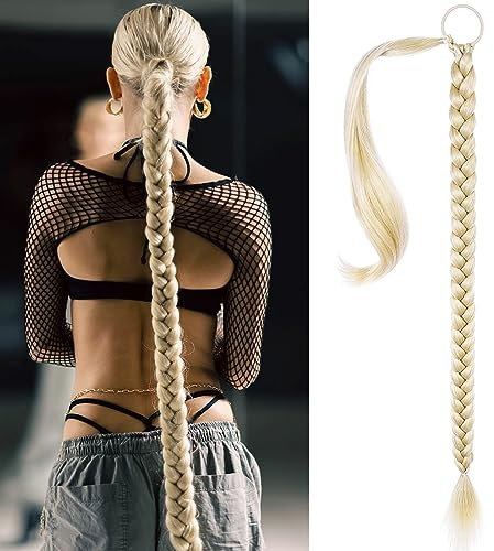 volumoon 80CM Estensione Coda di Cavallo, Treccia Lunga Coda Finta Capelli, Intrecciata Coda di Cavallo, Sintetico Posticci per Capelli Extension, Coda di Cavallo Morbidi, Ponytail Extension per Donne