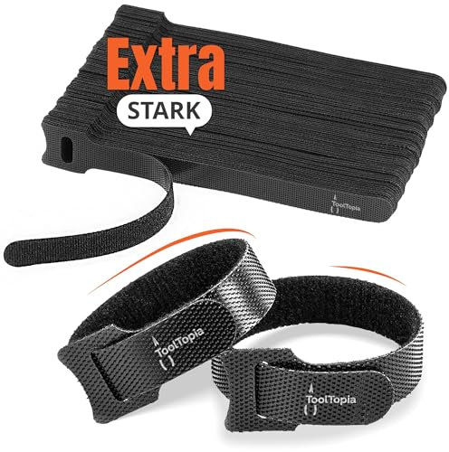 Lot de 50 serre-câbles refermables - Gestion parfaite des câbles avec le serre-câble (150 mm), attaches de câble amovibles et réutilisables. ToolTopia