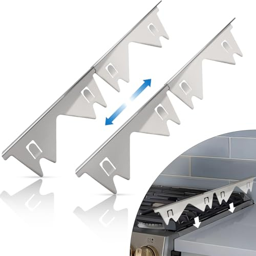Mellanrumsskydd i rostfritt stål (2-pack), spisskydd, spis, mellanrumsfyllning för kök, trimkit, lätt att rengöra med värmebeständig, justerbar längd 35 cm till 70 cm