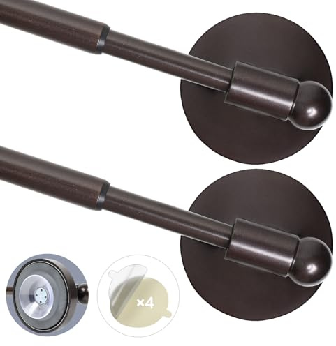 Barras magnéticas para cortina de puerta de metal con imán fuerte y ventosa (pendiente de patente) barra magnética para pizarra blanca de aula (16-28 pulgadas, paquete de 2 bronces)