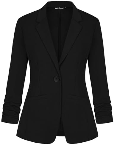 LADI TREND Women Jacket Blazer Casual One Button Closure Stylish Comfortable Workwear (Black XL)