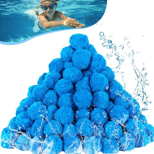 1800g Pool Filter Balls, Reusable Filter Balls for Swimming Pool Sand Filters, Lightweight Blue Filter Balls, Replace 65KG Filter Sand, Suitable for Swimming Pools, Filter Pumps,Aquariums etc (Blue)