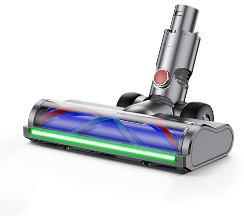 Elektrische Bürste kompatibel für Dyson V6 Animal, V6 Fluffy, DC58, DC59, DC61, DC62, DC74, Zubehör für Turbobürste mit Schnellspanner für Hartboden und Teppiche mit LED-Lichtern, Bodenbürste Zubehör