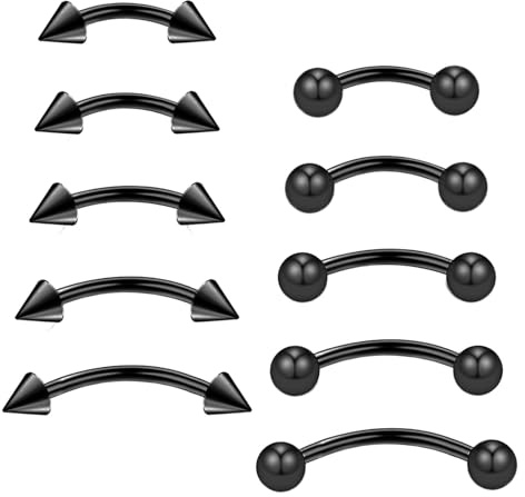 Gojewen 10pz Barbells curvi nero per sopracciglio labbro daith rook elica setto ponte ombelico piercing 16G acciaio inossidabile 6-14mm