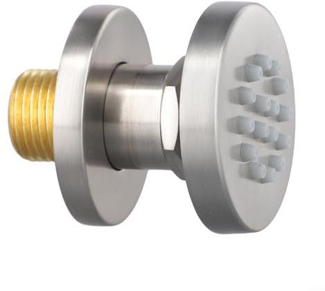 Zilimontt Chorro de ducha de latón macizo, sistema de spa de rociador lateral de masaje redondo, juego de ducha ajustable montado en la pared, conector G1/2 (cepillado)