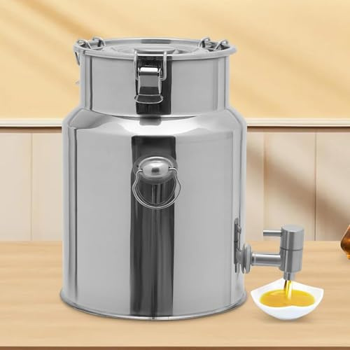 Brocca d'acqua in acciaio inox da 5 litri 201 con coperchio per il trasporto del latte, secchio per vino, secchio per olio, contenitore liquido per la casa e l'azienda agricola con rubinetto