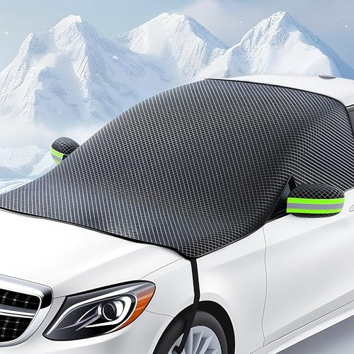 HAOBIN Copertura per Parabrezza Auto Copri Parabrezza per Auto Copertura Protettiva Resistente all'Acqua Neve Polvere Ghiaccio Gelo UV,Formato Flessibile per SUV Camion Auto Grande o Piccolo