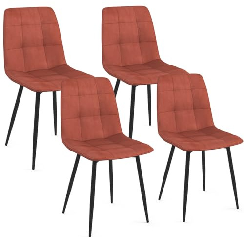 IDMarket - Lot de 4 chaises Mila en Velours Terracotta pour Salle à Manger