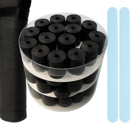 30 Overgrips Padel Negro Grip Padel y Tenis Absorbente - Empuñadura para Mejorar Agarre en Raqueta y Palas - Grips Accesorios Pádel + 2 Protector Pala de Padel Transparente - Padel Gripping Adherente