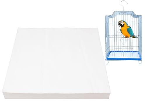Nuiorfty Revêtement de Cage à Oiseaux jetable 100 pièces Feuilles de Sable jetables Absorbant l'eau 13x13 Pouces Tapis Cage à