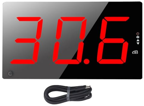 Jeffergarden Digital Ljudnivåmätare Väggmonterad 30-130dB Decibelmätare med 3 Tum Stor LCD-skärm Brusövervakningsenhet Hörbart Larm