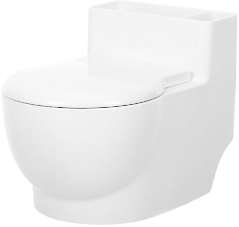 ifundom Posacenere Decorativo da Parete a Forma di Wc Bianco con Coperchio Contenitore Facile da Pulire in Pp e Acciaio Inossidabile per Ufficio e Piccoli Appartamenti