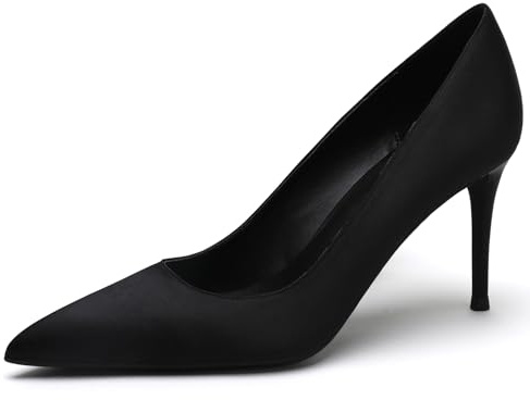 Damskor satinpumps spetssko pianoklack 8 cm gummisula slip-skor business kontor brud gästskor kvällsfest bröllop flerfärgad