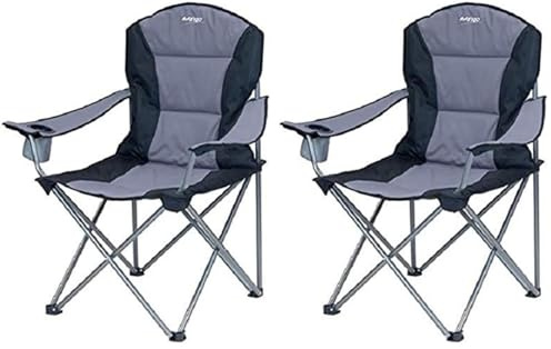 Vango Goliath X-Large Padded Camping Chair for Adults [Amazon Exclusive], Extra Wide Seat with Insulated Drinks Holder, Folding Garden Chair for Outdoors, Fishing, Beach (Pack of 2)