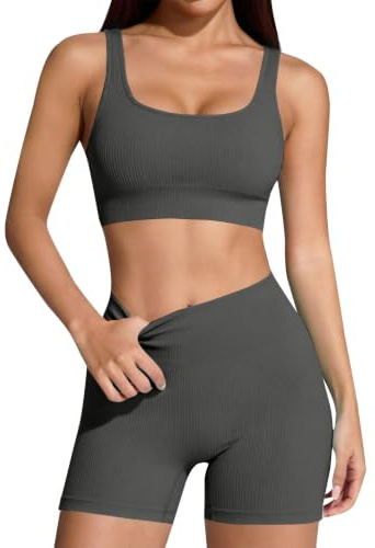 Générique Ensemble sport femme 2 pièces d'été soutien-gorge push-up de yoga et legging short taille haute idéal pour la gymnastique et jogging