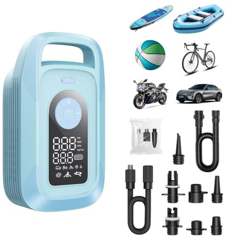 150PSI Paddle Board Electric Pump, 16000mAh Rechargeable SUP Pump with LED Light, Triple Stage Inflation & Deflation, Fast Charging Electric Air Pump for Car Tires, Motorcycles, Boats, Tents