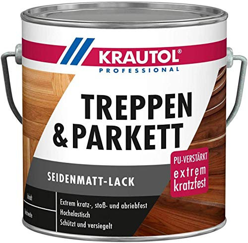 Krautol Treppen- und Parkettlack seidenmatt, extrem kratz-, stoß- und abriebfester Acryl-Lack, farblos,750 ml